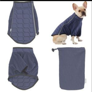 NEW XL Top Paw REFLECTIVE PACKABLE Travel blue gray Thermal DOG COAT STORAGE BAG